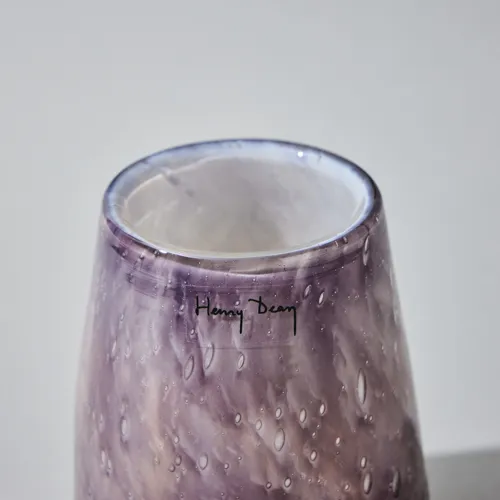 ヘンリーディーンピンクガラスフラワースタンド気泡入り 円錐形